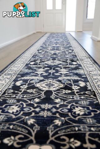 Verona Navy Hallway Runner 80CM Wide 6.5m  - 6256A NAVY VC