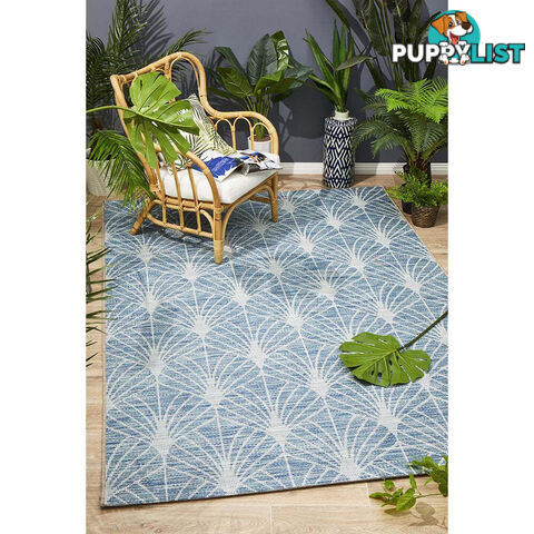 Terrace Fern Trellis Rug Blue 400X80CM  - TER-5502-BLU-400X80