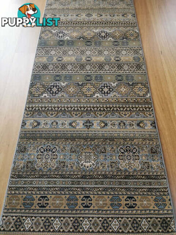 Afghan Wedgwood Blue Hallway Runner 80CM Wide 10.5M  - Afghan 135 Wedgwood Blue