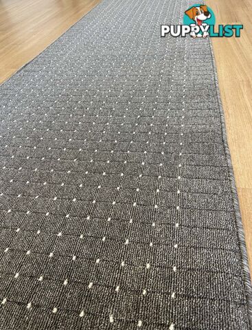 Roma Dots Dark Grey Hallway Runner 80CM Wide 6.5M  - Stanford Lead Sugar 80cm