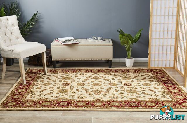 Classic Rug Ivory with Red Border 400x80cm  - SYD-1-IR-400X80