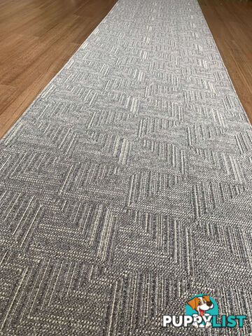 Roma Squares Grey Hallway Runner 80CM Wide 13.5M  - POLAR GREY SUGAR 80CM