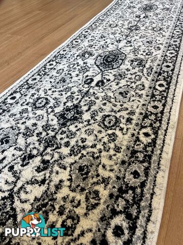 Seville Ivory Black Grey Hallway Runner 80CM Wide 12M  - AXON 614680