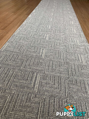 Roma Squares Grey Hallway Runner 80CM Wide 8M  - POLAR GREY SUGAR 80CM