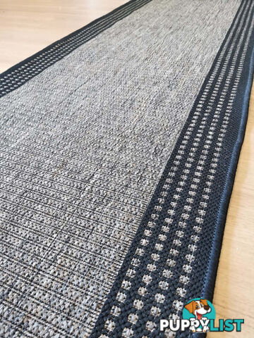 Sorrento Beige Black Border Hallway Runner Non Slip 80CM Wide 2.5M  - Seaspray 734/J48 H Grey 80CM