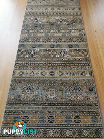 Afghan Wedgwood Blue Hallway Runner 80CM Wide 3M  - Afghan 135 Wedgwood Blue