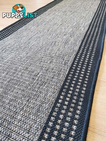 Sorrento Beige Black Border Hallway Runner Non Slip 80CM Wide 15.5M  - Seaspray 734/J48 H Grey 80CM