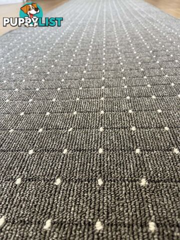 Roma Dots Dark Grey Hallway Runner 67CM Wide 10.5M  - Stanford Lead Sugar 67cm