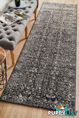 Evoke Estella Charcoal Transitional Runner Rug 300X80CM  - EVO-252-CHAR-300X80