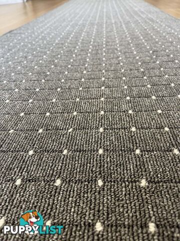 Roma Dots Dark Grey Hallway Runner 67CM Wide 12M  - Stanford Lead Sugar 67cm