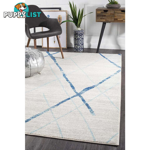 Oasis Noah White Blue Contemporary Rug 290X200cm  - OAS-452-BLUE-290X200