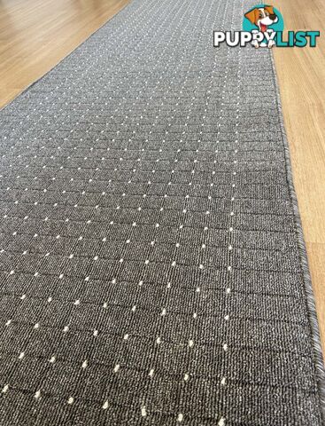 Roma Dots Dark Grey Hallway Runner 80CM Wide 13.5M  - Stanford Lead Sugar 80cm