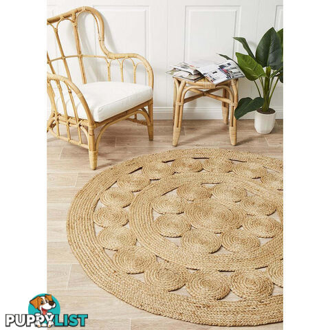 Natural Daisy Jute Rug 150x150cm  - ATR-PIL-NAT-150X150