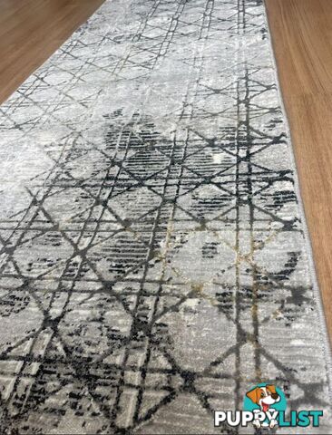 Alyssa Grey Black Hallway Runner 80CM Wide 15M  - Alissa Grey black