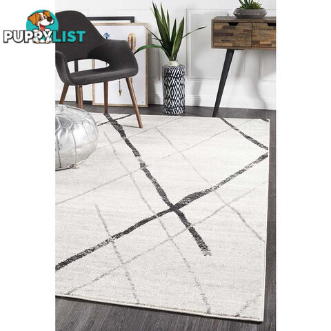 Oasis Noah White Grey Contemporary Rug 500X80cm  - OAS-452-GREY-500X80