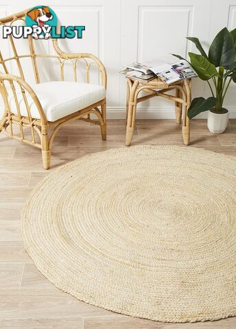 Round Jute Natural Rug Bleached 150x150cm  - ATR-POLO-BLE-150X150