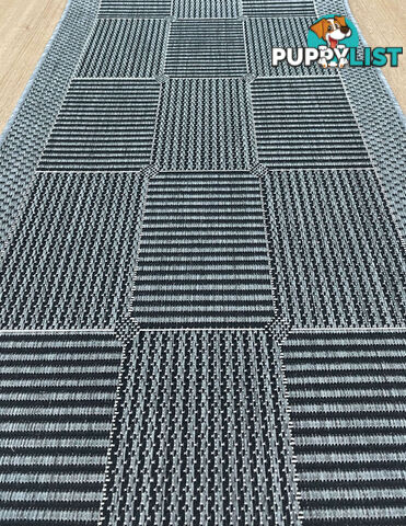 Suva Squares Black Grey 22 212 Hallway Runner Non Slip 13.5M  - Suva Black Grey 22/212