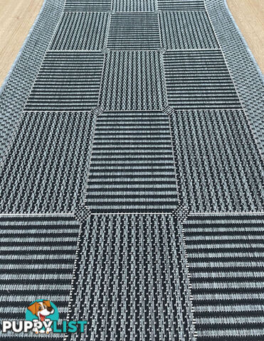 Suva Squares Black Grey 22 212 Hallway Runner Non Slip 11M  - Suva Black Grey 22/212