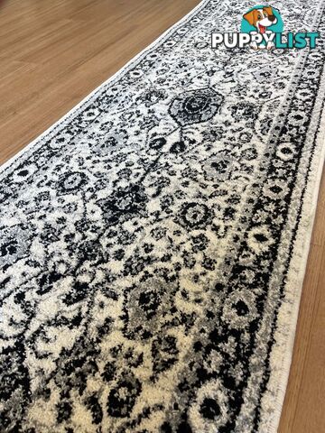 Seville Ivory Black Grey Hallway Runner 80CM Wide 2.5M  - AXON 614680