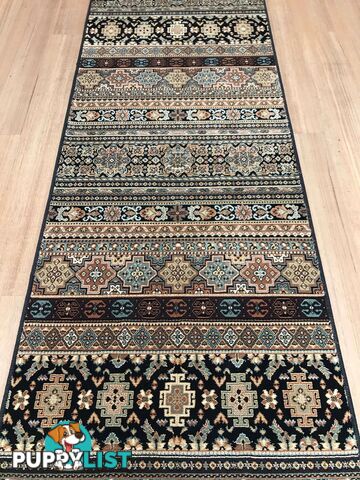 Afghan Black Hallway Runner 80CM Wide 13.5M 