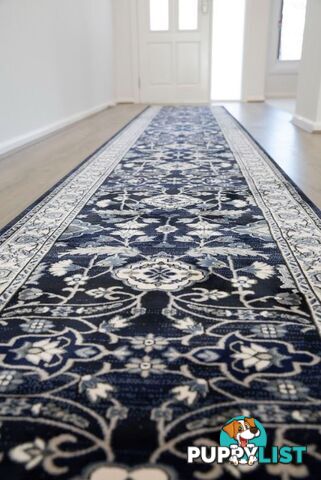 Verona Navy Hallway Runner 80CM Wide 13m  - 6256A NAVY VC