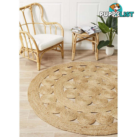 Natural Daisy Jute Rug 120x120cm  - ATR-PIL-NAT-120X120