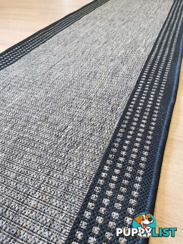 Sorrento Beige Black Border Hallway Runner Non Slip 80CM Wide 3M  - Seaspray 734/J48 H Grey 80CM