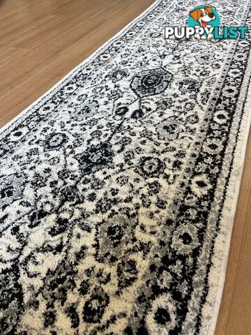 Seville Ivory Black Grey Hallway Runner 80CM Wide 4M  - AXON 614680