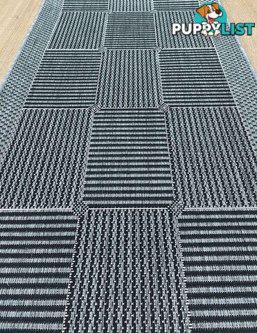 Suva Squares Black Grey 22 212 Hallway Runner Non Slip 12M  - Suva Black Grey 22/212