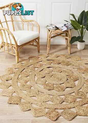 Round Jute Natural Tessellate Rug 120X120cm  - ATR-TES-NAT-120X120