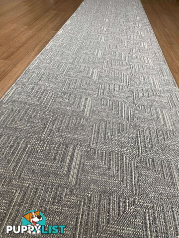 Roma Squares Grey Hallway Runner 80CM Wide 8.5M  - POLAR GREY SUGAR 80CM