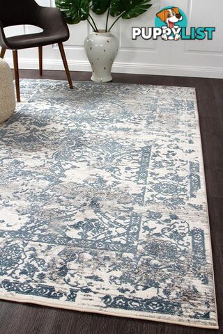 Kendra Yasmin Distressed Transitional Rug White Blue Grey 290X200CM  - KEN-1734-WHI-290X200