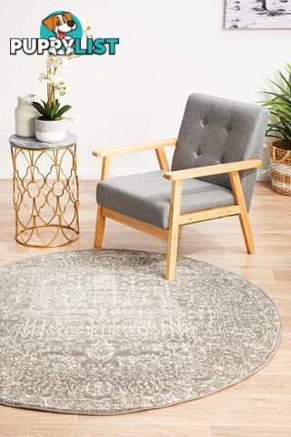 Evoke Homage Grey Transitional Round Rug 200X200CM  - EVO-256-GREY-200X200