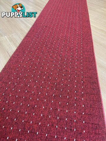 Roma Dots Red Hallway Runner 80CM Wide 2M 