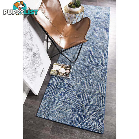 Oasis Kenza Contemporary Navy Runner Rug 400X80cm  - OAS-457-NAVY-400X80