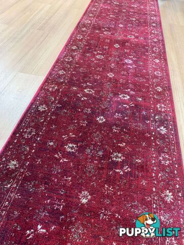 Tavarnelle Burgundy Cream Hallway Runner 80CM Wide 12M  - 6299