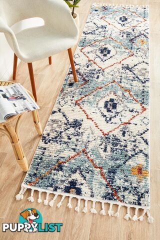 Marrakesh 444 Blue Runner Rug 300X80CM  - MKS-444-BLU-300X80