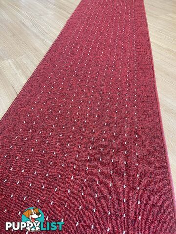 Roma Dots Red Hallway Runner 80CM Wide 3M 