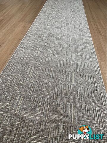 Roma Squares Mocha Hallway Runner 80CM Wide 9.5M  - POLAR MOCHA CREAM 80CM