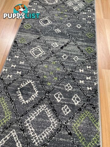 Seville Grey Green Hallway Runner 80CM Wide 6M  - AXON-614567-Grey-Green-Runner