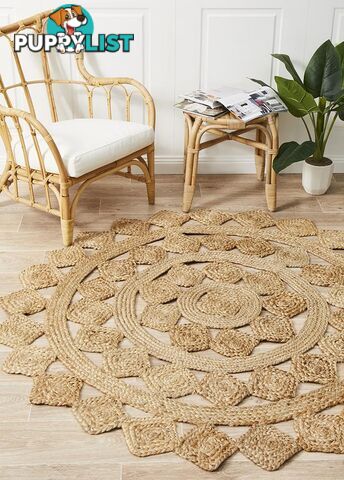 Round Jute Natural Tessellate Rug 150X150cm  - ATR-TES-NAT-150X150