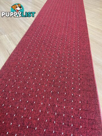 Roma Dots Red Hallway Runner 80CM Wide 13M 