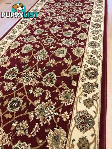 Traditional Hall Runner Agrabah Red Cream High Quality 11m  - Agrabah-173-Burgundy