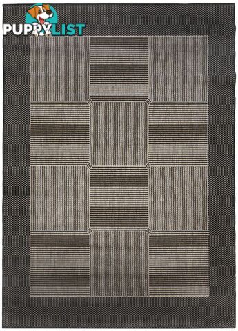 Suva Flat Woven Coffee Squares Black Border Rug 22 121 120x170cm  - A22-121