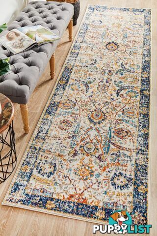 Evoke Peacock Ivory Transitional Runner Rug 500X80CM  - EVO-255-IVO-500X80