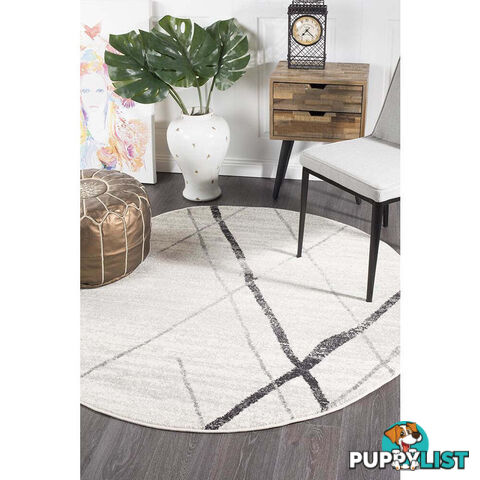 Oasis Noah White Grey Contemporary Round Rug 240X240cm  - OAS-452-GREY-240X240