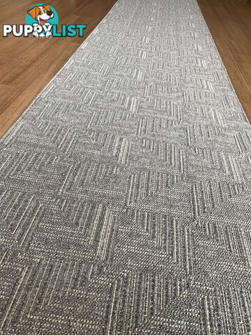 Roma Squares Grey Hallway Runner 80CM Wide 11.5M  - POLAR GREY SUGAR 80CM