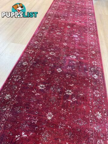 Tavarnelle Burgundy Cream Hallway Runner 80CM Wide 13M  - 6299