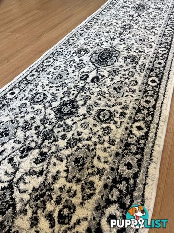 Seville Ivory Black Grey Hallway Runner 80CM Wide 8M  - AXON 614680