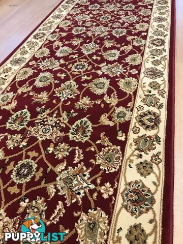 Traditional Hall Runner Agrabah Red Cream High Quality 8m  - Agrabah-173-Burgundy